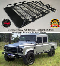 Load image into Gallery viewer, Aluminium Heavy Duty Side Fenders Roof Basket for (Land Rover Defender Crew Cab Pickup)