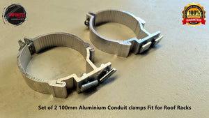 Set of 2 100mm Aluminium Conduit clamps Fit for Roof Racks