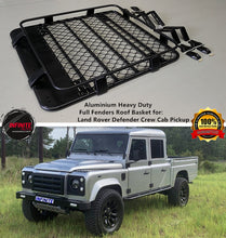 Load image into Gallery viewer, Aluminium Heavy Duty Full Fenders Roof Basket for (Land Rover Defender Crew Cab Pickup)
